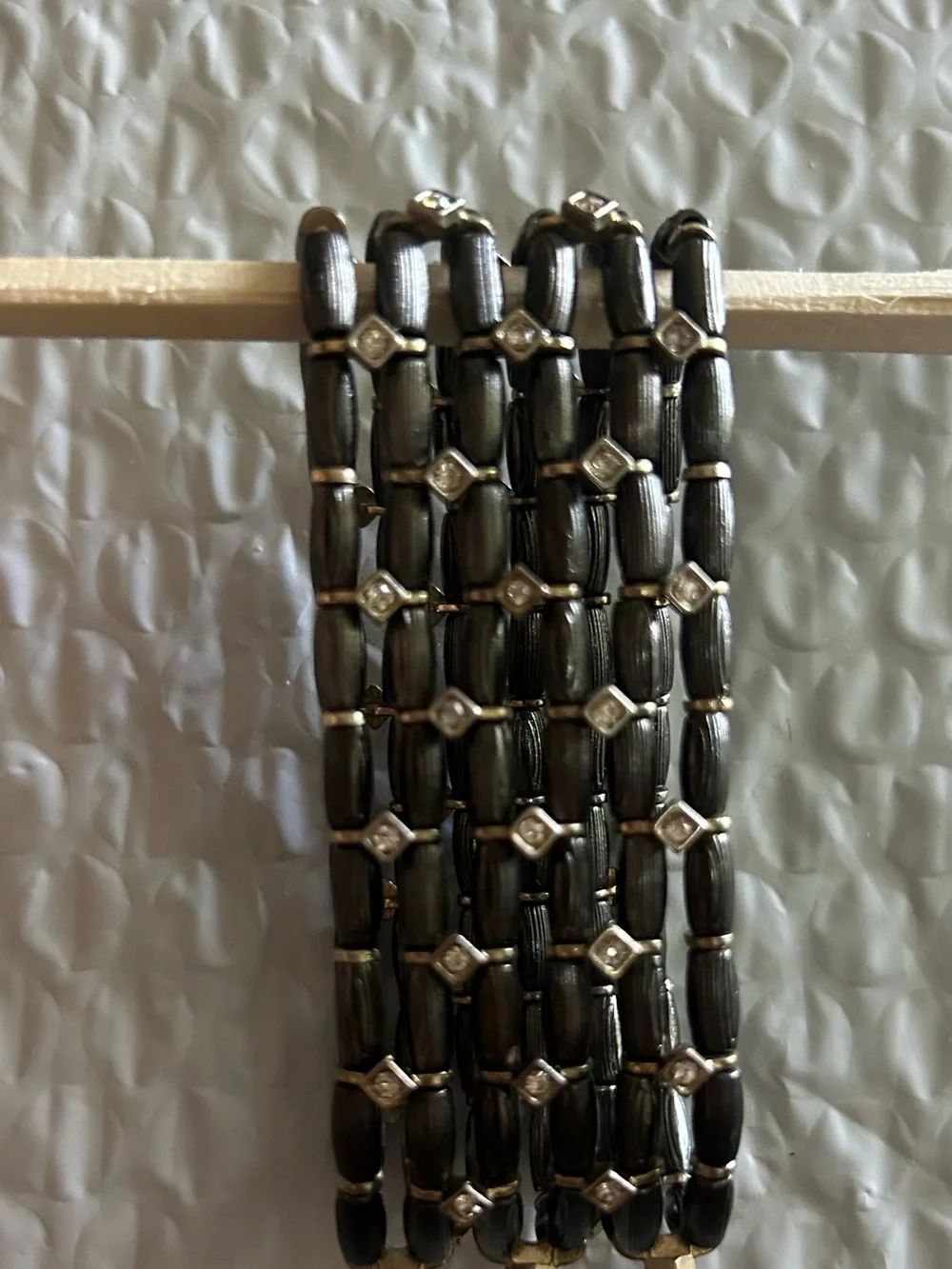 Multi-Row Beaded Stretch Bracelet with sparkling Accents